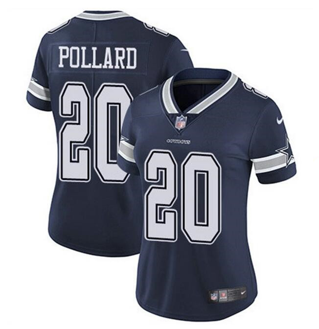 Women's Dallas Cowboys #20 Tony Pollard Navy Vapor Untouchable Limited Stitched Football Jersey(Run Small）